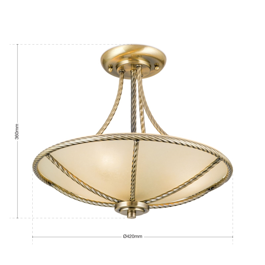 Lampadario a sospensione con supporto rigido MAURO 3xE27/60W/230V diametro 42 cm bronzo