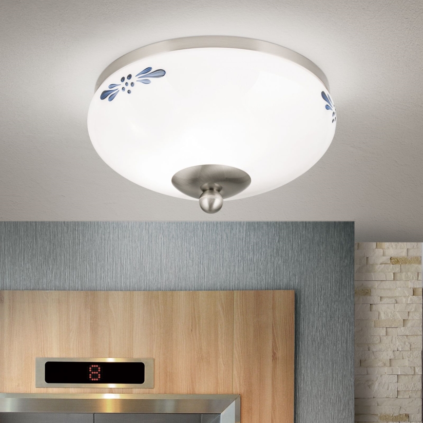Plafoniera LANDHAUS 1xE27/60W/230V diametro 21 cm cromo opaco/bianco