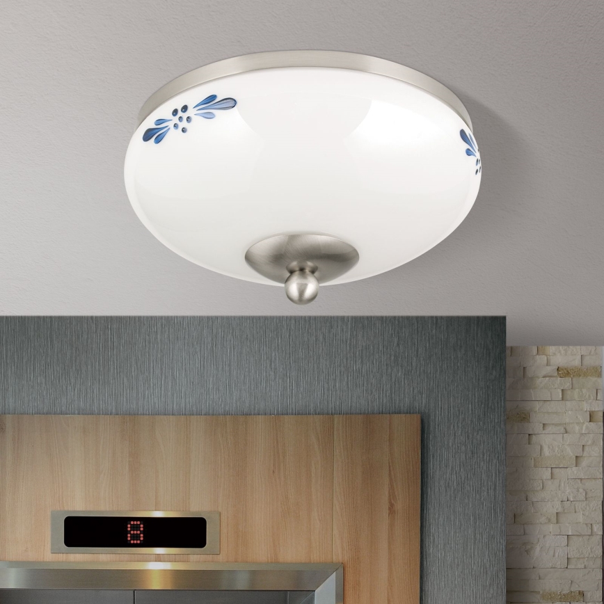 Plafoniera LANDHAUS 1xE27/60W/230V diametro 21 cm cromo opaco/bianco