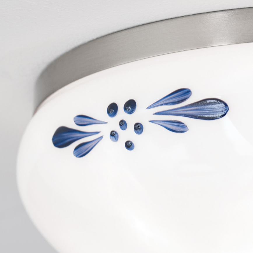 Plafoniera LANDHAUS 1xE27/60W/230V diametro 21 cm cromo opaco/bianco