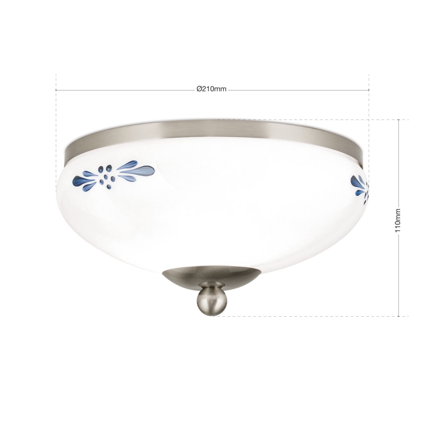 Plafoniera LANDHAUS 1xE27/60W/230V diametro 21 cm cromo opaco/bianco