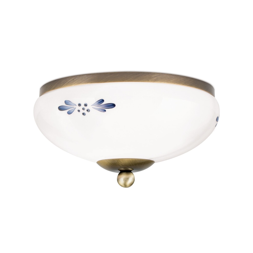 Plafoniera LANDHAUS 1xE27/60W/230V Ø 21 cm bronzo/bianco/blu