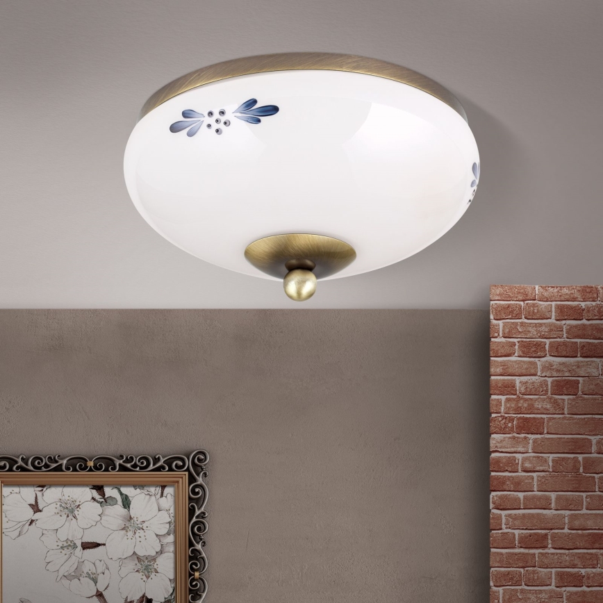 Plafoniera LANDHAUS 1xE27/60W/230V Ø 21 cm bronzo/bianco/blu