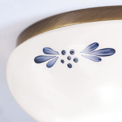 Plafoniera LANDHAUS 1xE27/60W/230V Ø 21 cm bronzo/bianco/blu