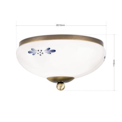 Plafoniera LANDHAUS 1xE27/60W/230V Ø 21 cm bronzo/bianco/blu