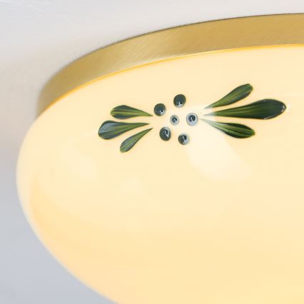 Plafoniera LANDHAUS 1x E27/60W/230V Ø 21 cm ottone/beige/verde