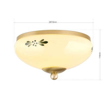 Plafoniera LANDHAUS 1x E27/60W/230V Ø 21 cm ottone/beige/verde