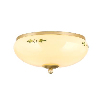 Lampada da soffitto LANDHAUS 2xE27/60W/230V Ø 28 cm ottone/beige/verde