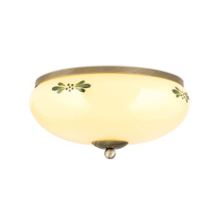 Plafoniera LANDHAUS 2xE27/60W/230V Ø 28 cm bronzo/beige/verde