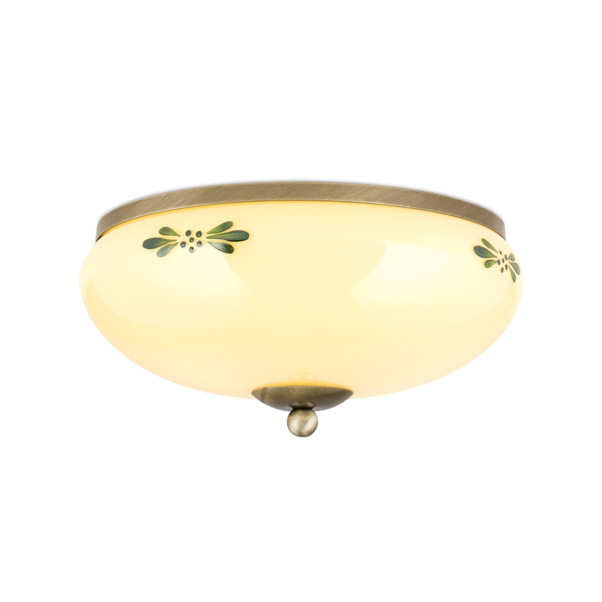 Plafoniera LANDHAUS 2xE27/60W/230V Ø 28 cm bronzo/beige/verde