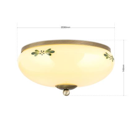 Plafoniera LANDHAUS 2xE27/60W/230V Ø 28 cm bronzo/beige/verde