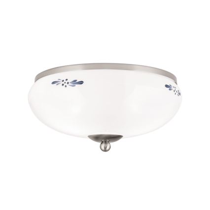 Plafoniera LANDHAUS 2xE27/60W/230V ø 28 cm cromo opaco/bianco/blu