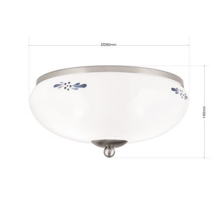Plafoniera LANDHAUS 2xE27/60W/230V ø 28 cm cromo opaco/bianco/blu
