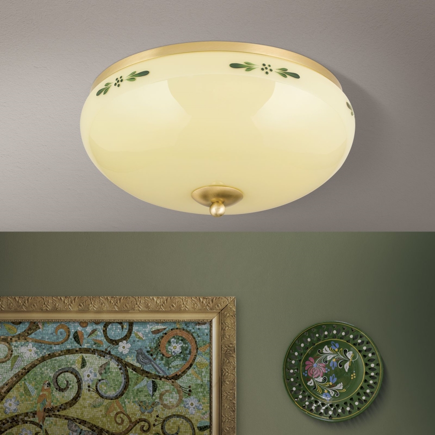 Plafoniera LANDHAUS 3xE27/60W/230V diametro 35 cm ottone/beige
