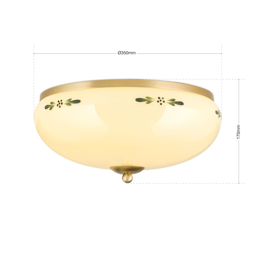 Plafoniera LANDHAUS 3xE27/60W/230V Ø 35 cm ottone/beige/verde