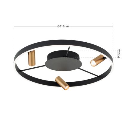 Plafoniera dimmerabile a LED BERLIN LED/50W/230V nero/oro