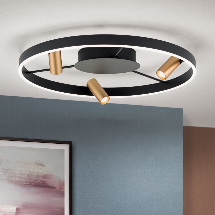 Plafoniera LED dimmerabile BERLIN LED/50W/230V nero/oro