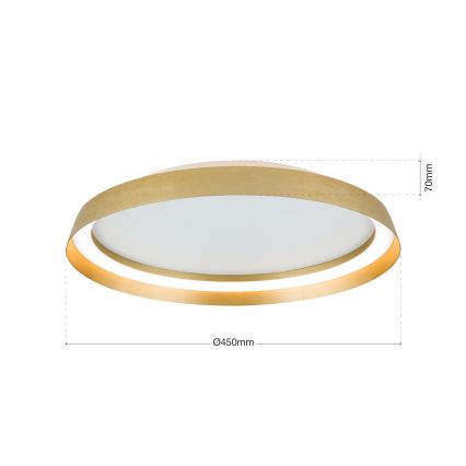 Plafoniera LED dimmerabile MANTA LED/38W/230V 2700/3000/4000K diametro 45 cm oro
