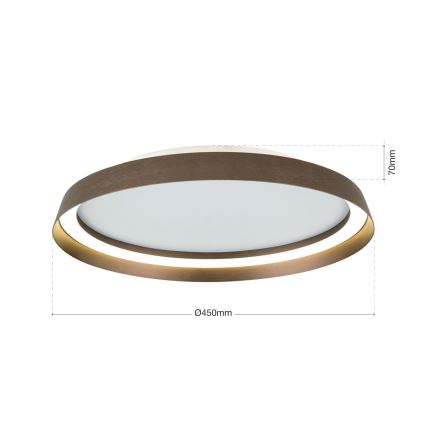 Plafoniera LED dimmerabile MANTA LED/38W/230V 2700/3000/4000K diametro 45 cm marrone
