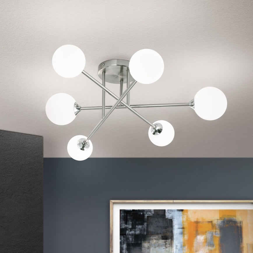Lampadario a plafone SNOWWHITE 6xG9/20W/230V diametro 84 cm cromo opaco
