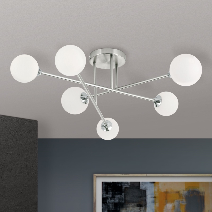 Lampadario a plafone SNOWWHITE 6xG9/20W/230V diametro 84 cm cromo opaco