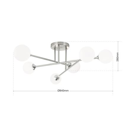Lampadario a plafone SNOWWHITE 6xG9/20W/230V diametro 84 cm cromo opaco