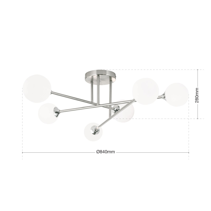Lampadario a plafone SNOWWHITE 6xG9/20W/230V diametro 84 cm cromo opaco