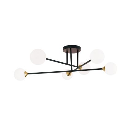 Lampadario a plafone SNOWWHITE 6xG9/20W/230V diametro 84 cm nero/oro
