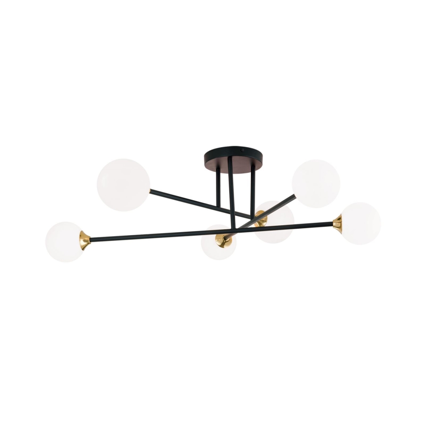 Lampadario a plafone SNOWWHITE 6xG9/20W/230V diametro 84 cm nero/oro