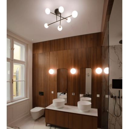 Lampadario a plafone SNOWWHITE 6xG9/20W/230V diametro 84 cm nero/oro