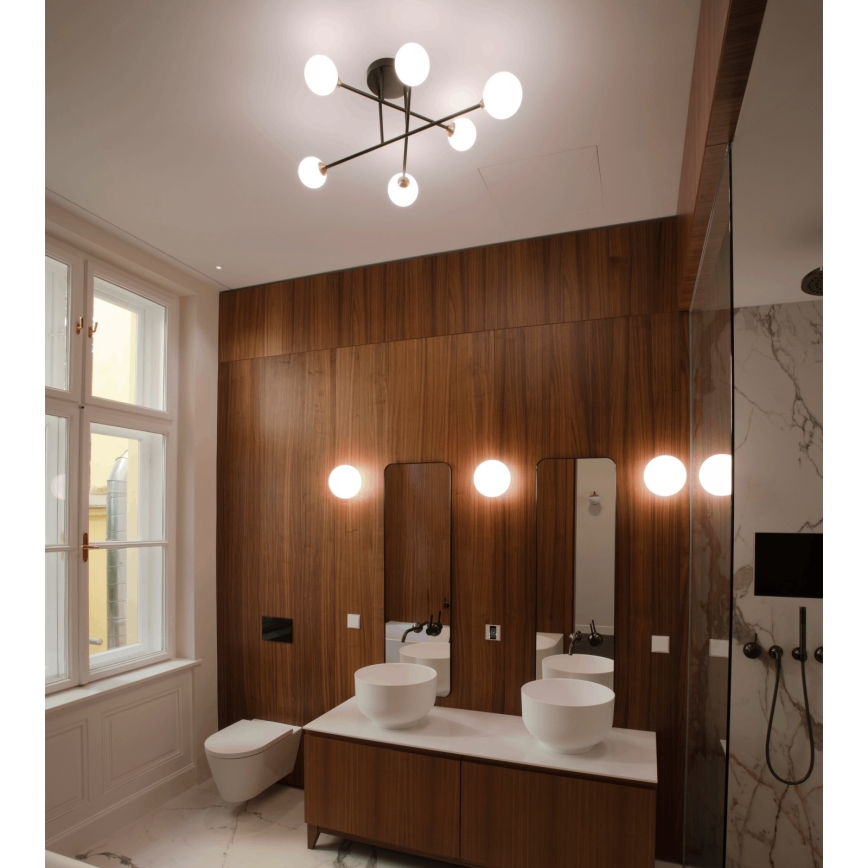Lampadario a plafone SNOWWHITE 6xG9/20W/230V diametro 84 cm nero/oro
