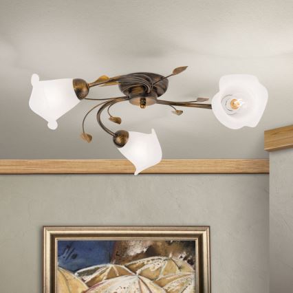 Lampadario a plafone SISI 3xE14/40W/230V diametro 60 cm bronzo/patina