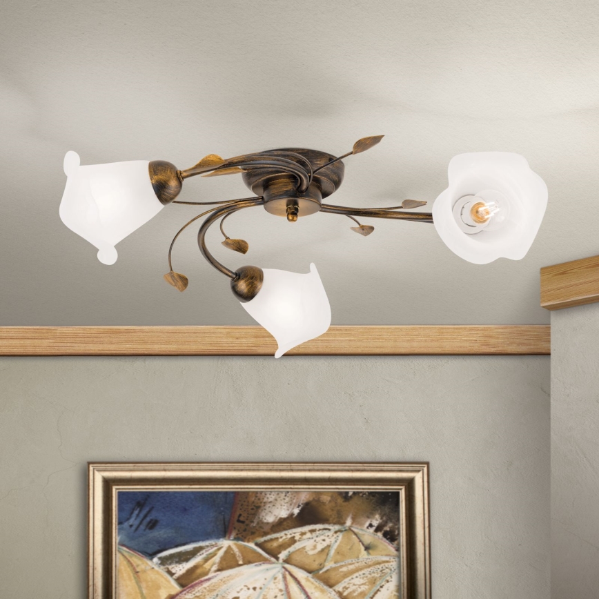 Lampadario a plafone SISI 3xE14/40W/230V diametro 60 cm bronzo/patina