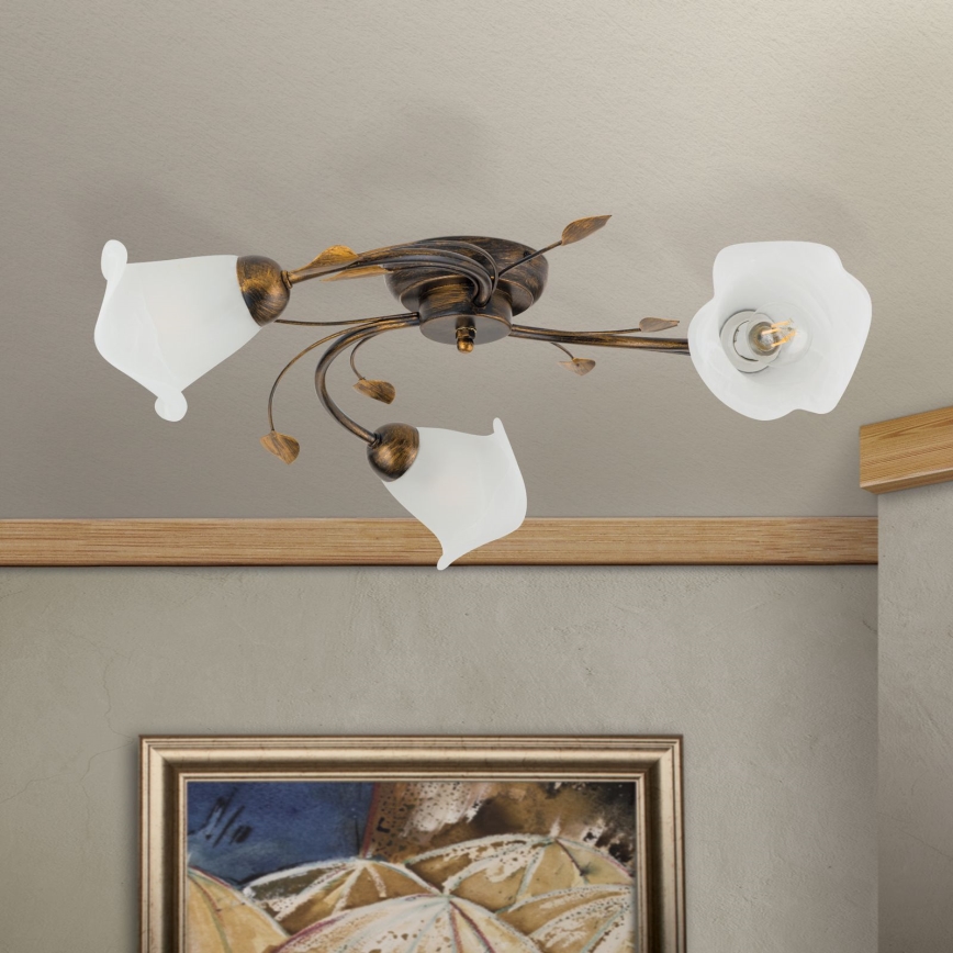 Lampadario a plafone SISI 3xE14/40W/230V diametro 60 cm bronzo/patina