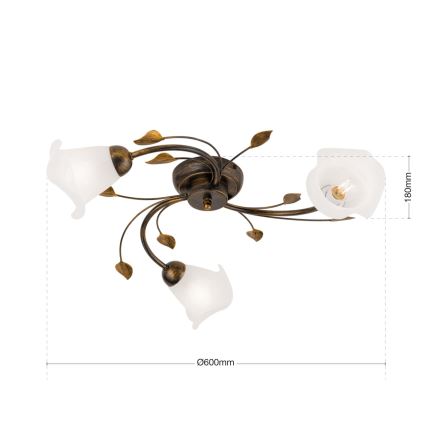 Lampadario a plafone SISI 3xE14/40W/230V diametro 60 cm bronzo/patina