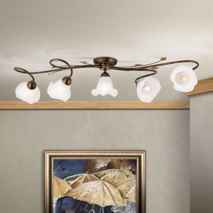 Lampadario a plafone SISI 5xE14/40W/230V bronzo/patina