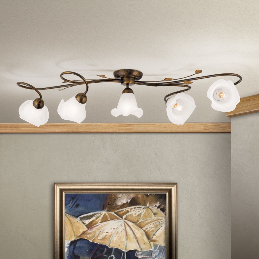 Lampadario a plafone SISI 5xE14/40W/230V bronzo/patina