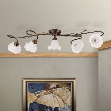 Lampadario a plafone SISI 5xE14/40W/230V bronzo/patina