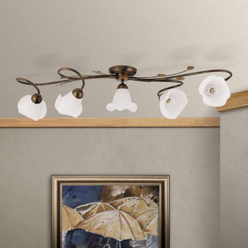 Lampadario a plafone SISI 5xE14/40W/230V bronzo/patina