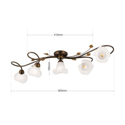 Lampadario a plafone SISI 5xE14/40W/230V bronzo/patina