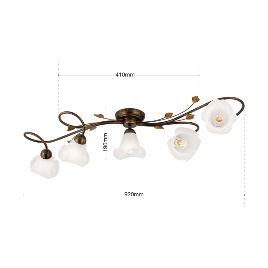Lampadario a plafone SISI 5xE14/40W/230V bronzo/patina