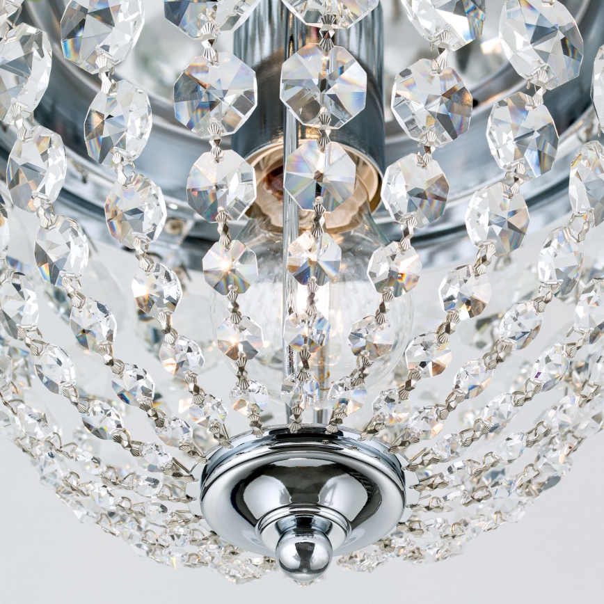Plafoniera di cristallo PLAFOND 1xE27/40W/230V diametro 26 cm cromo lucido