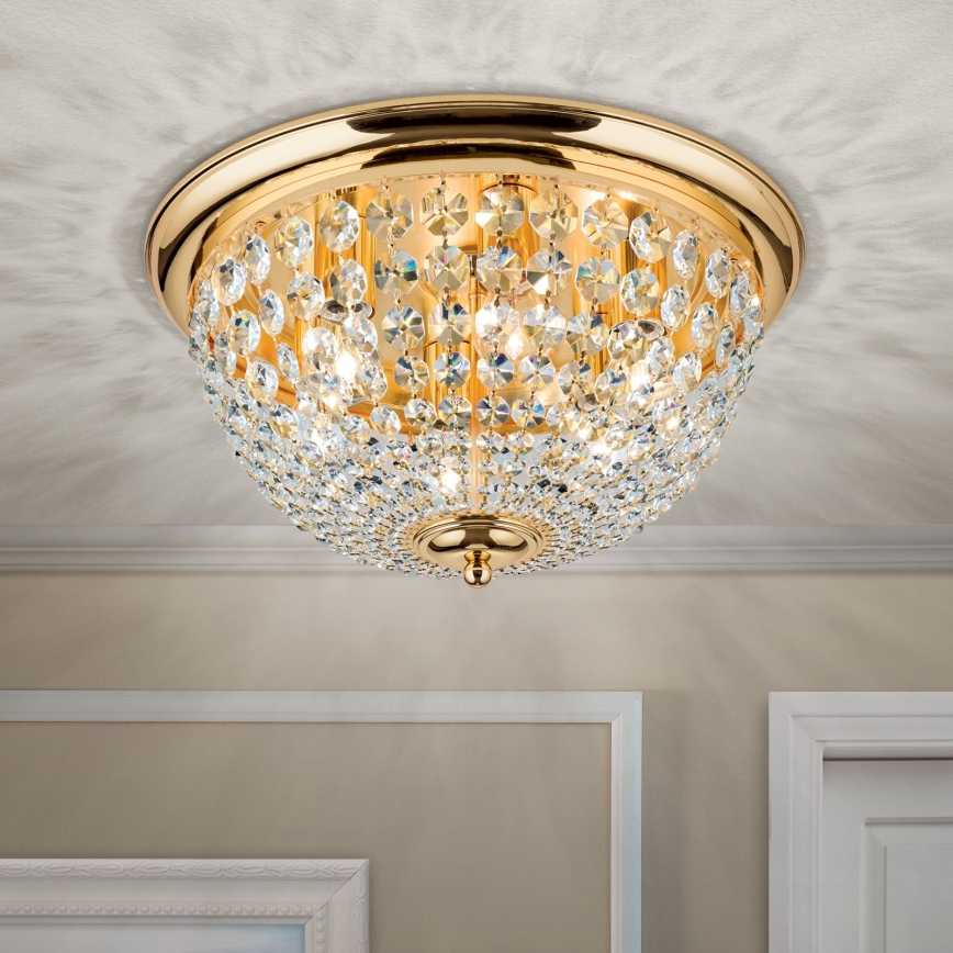 Plafoniera di cristallo PLAFOND 6xE27/40W/230V diametro 47 cm oro