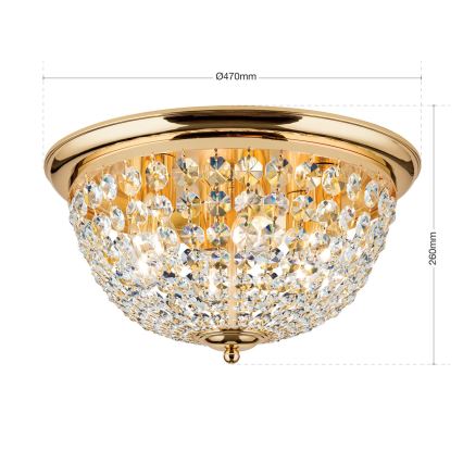 Plafoniera di cristallo PLAFOND 6xE27/40W/230V diametro 47 cm oro