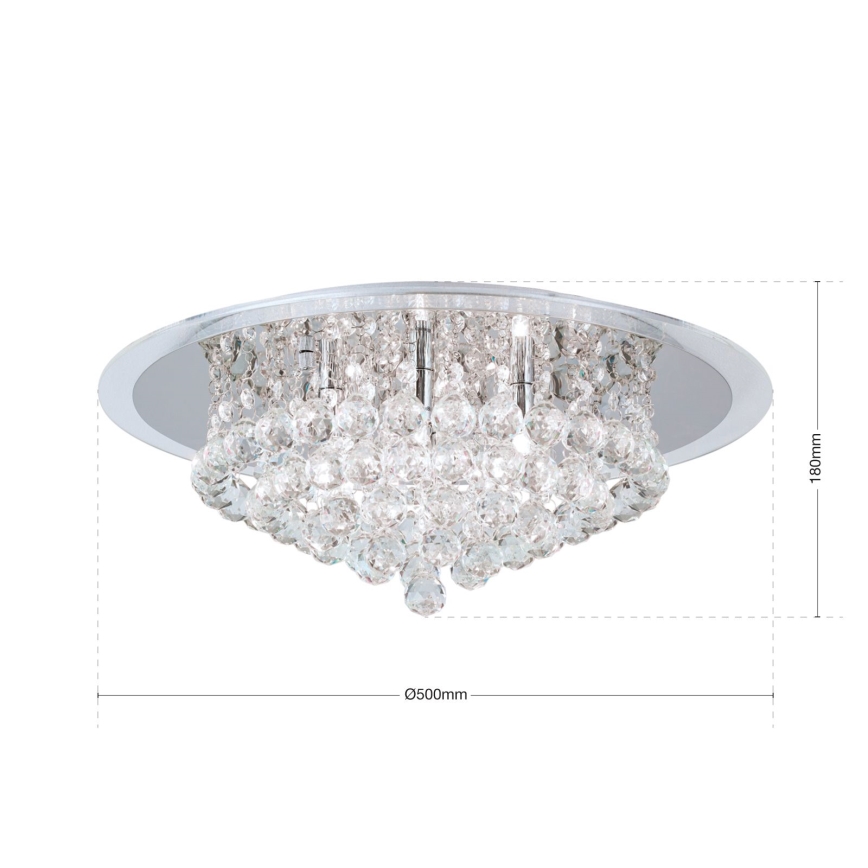 Plafoniera di cristallo GLORIA 6xG9/40W/230V diametro 50 cm limpido/cromo lucido