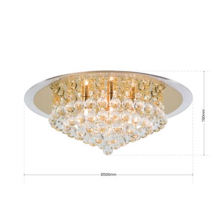 Plafoniera di cristallo GLORIA 6xG9/40W/230V diametro 50 cm oro