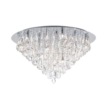 Plafoniera di cristallo CELESTE 12xG9/40W/230V diametro 75 cm cromo lucido