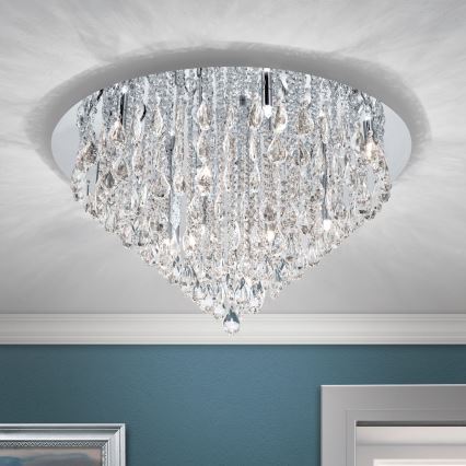 Plafoniera di cristallo CELESTE 12xG9/40W/230V diametro 75 cm cromo lucido