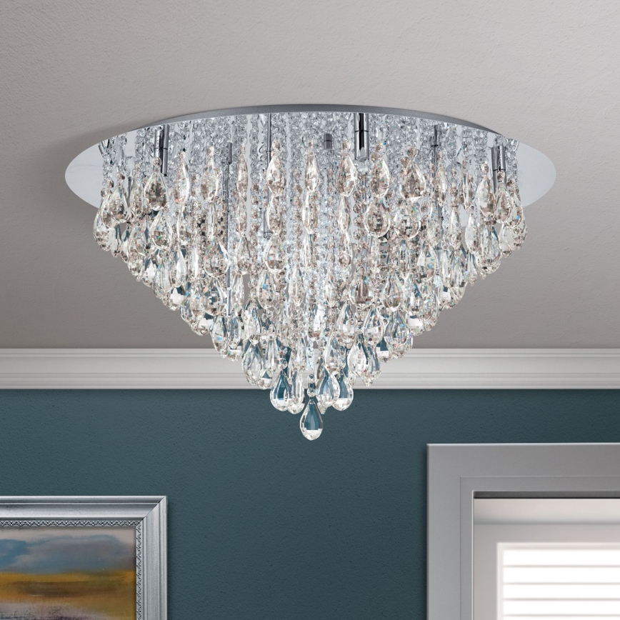 Plafoniera di cristallo CELESTE 12xG9/40W/230V diametro 75 cm cromo lucido