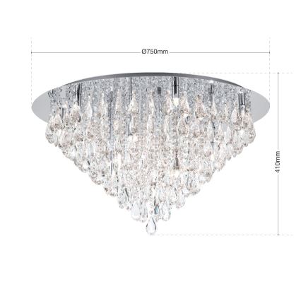 Plafoniera di cristallo CELESTE 12xG9/40W/230V diametro 75 cm cromo lucido